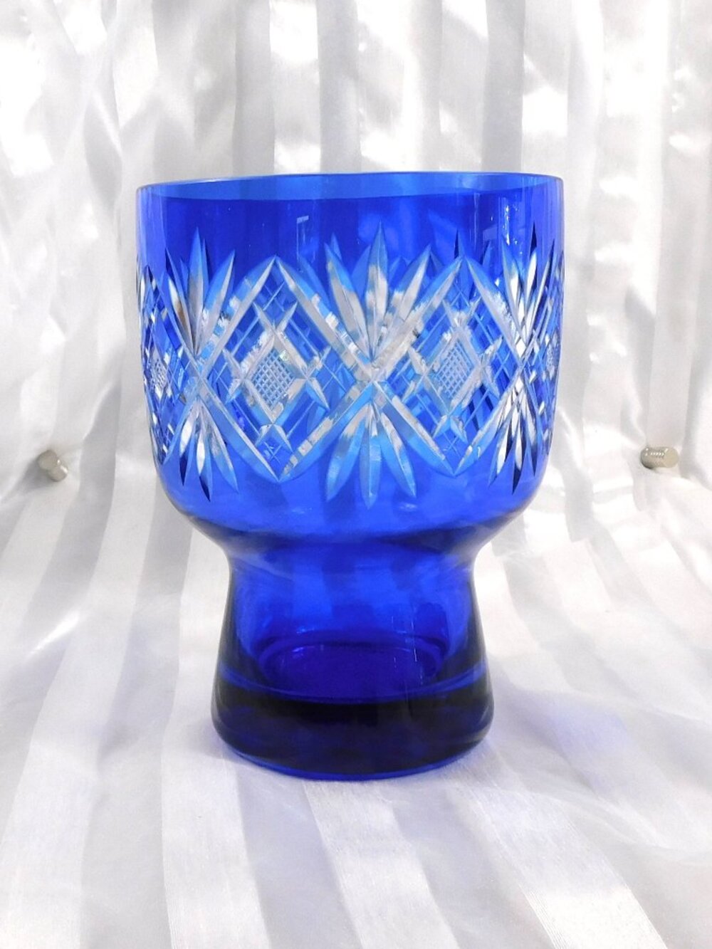 Blue Cut to Clear Vase or Bowl  # 27133